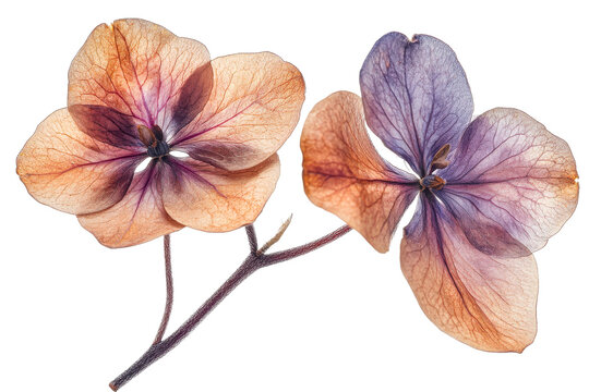 Delicate pressed flowers with transparent background