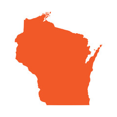 Obraz premium Wisconsin State vector map orange