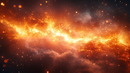 Naklejka premium Fiery Nebula in Deep Space