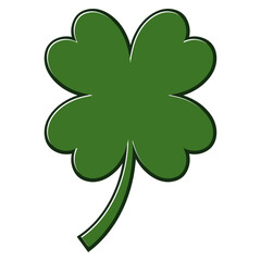Trèfle chanceux, symbole du jour de la Saint Patrick, trèfle à quatre feuilles, vert, vecteur