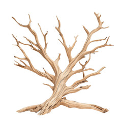 Fototapeta premium isolated transparent Background. Dead tree with twisted branches, showcasing elegant gnarled bark and unique texture