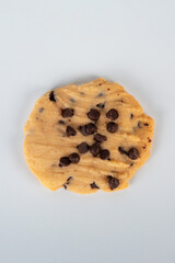 Chocolate chip cookies isolated on whiye background. Sweet biscuits.