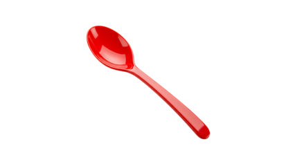 Plastic Spoon Red isolated on transparent background Generative Ai.
