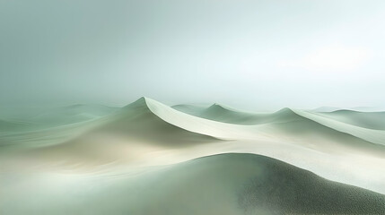 Abstract 3D Render of Serene Sand Dunes in a Misty Desert Landscape, Evoking Tranquility and Minimalism