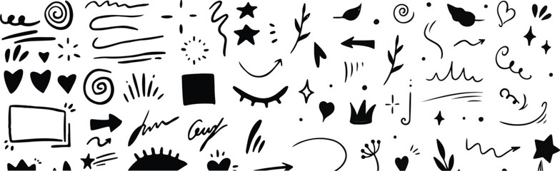 Hand drawn sketch doodle scribble brush geometric shape crayon effect background