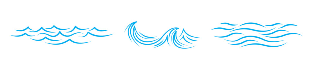 Water waves border blue set