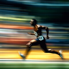 Dynamic Motion of an Athlete Sprinting in a Blur of Color
