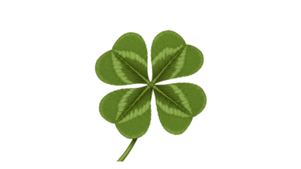 Four-leaf clover realistic 3D isolated on transparent background. generative ai
