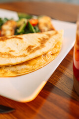 Cheese tortilla in a cafe,