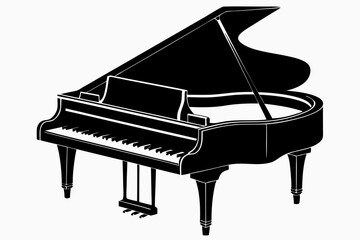 harpsichord line art silhouette vector illustration