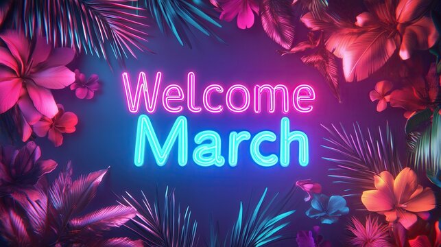 March Welcome Banner with colorful background - Powered by Adobe