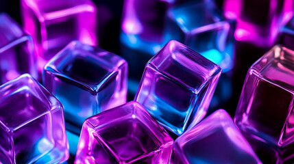 A group of purple and blue cubes on a black background