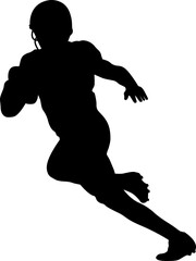 Silhouette American football player running, outline design and illustration.