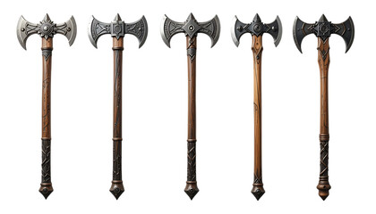 set of Medieval ax for viking warrior isolated on png