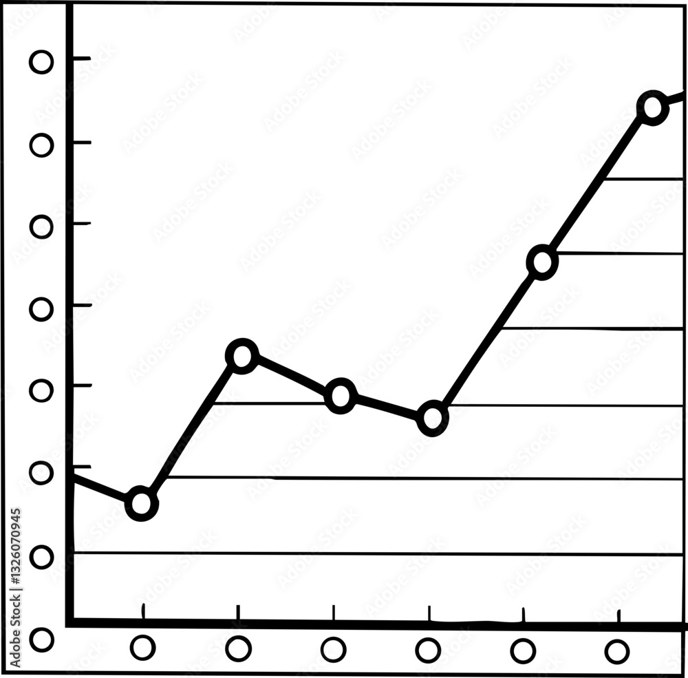 Poster line graph depicting an upward trend over time with data points and axes labeled.
