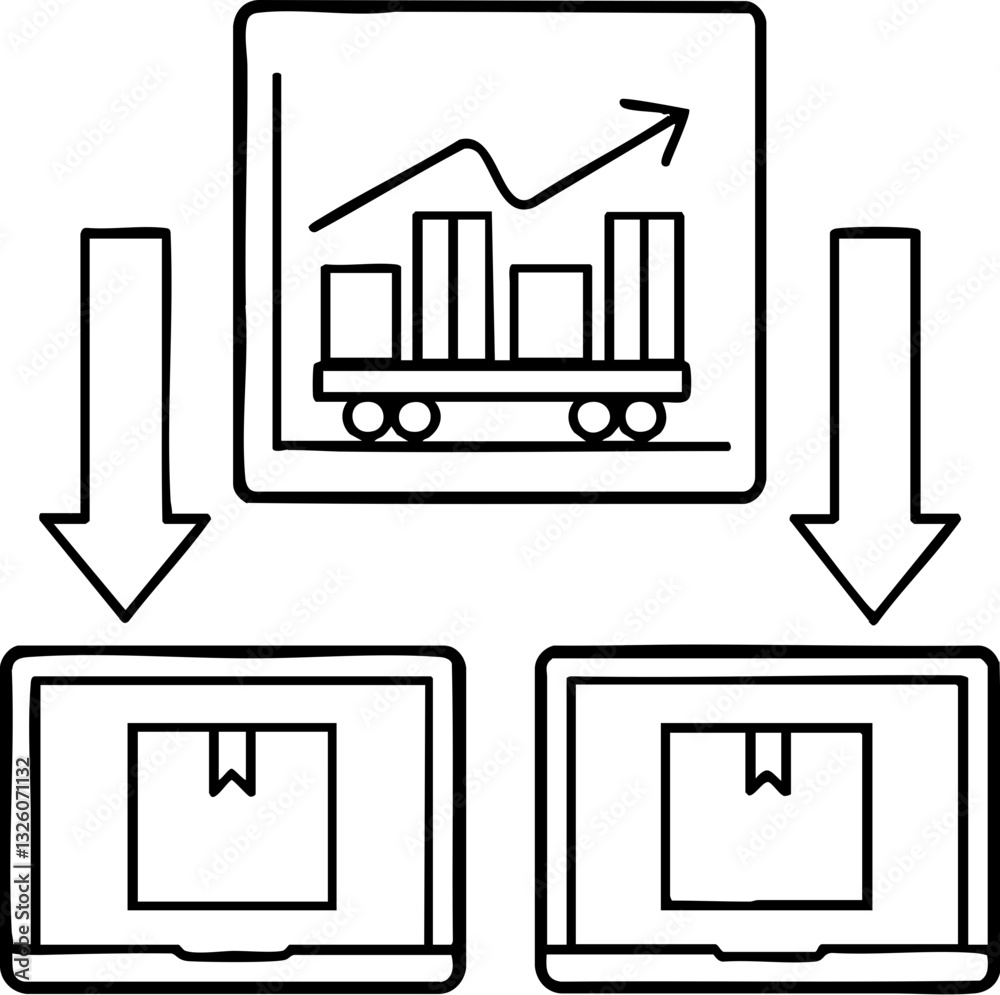 Poster graphical representation of data transfer between devices with a focus on growth metrics.