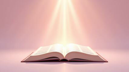 Open Bible with divine rays emanating from pages, signifying divine inspiration or truth.