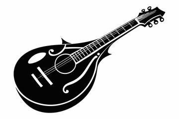 Obraz premium mandolin line art silhouette vector illustration