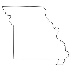 Scenic Missouri Outline, Map with Missouri state geography