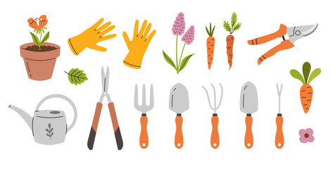 Hand-drawn vector gardening kit, Spring © Myurenn