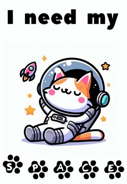 cat relaxing in a spacesuit with the caption &lsquo;I need my space&rsquo;