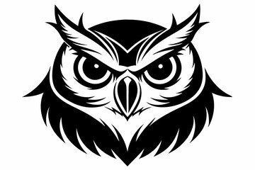 owl head line art silhouette vector illustration