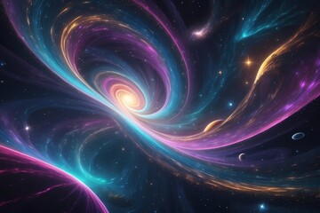 Obraz premium Vibrant cosmic vortex with swirling galaxies in space