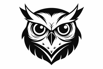 owl head line art silhouette vector illustration