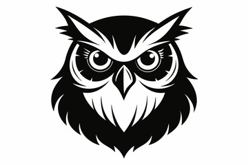owl head line art silhouette vector illustration