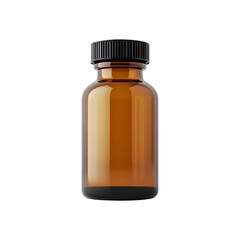 Amber glass bottle with a black cap. Perfect for essential oils or other liquids. PNG, Cutout, or clipping path.