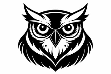 owl head line art silhouette vector illustration