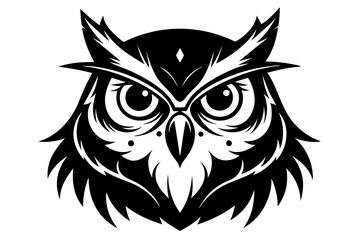 owl head line art silhouette vector illustration