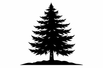 pine tree line art silhouette vector illustration
