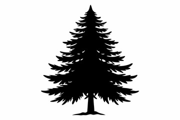 pine tree line art silhouette vector illustration