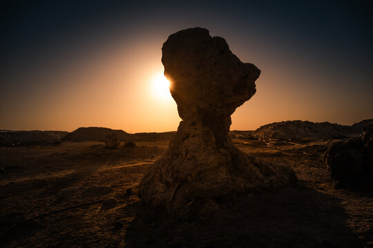 Salt pillar at sunset around lake Afdera in Afar region, Ethiopia