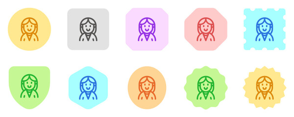 Editable female employee avatar vector icon. User, profile, identity, persona. Part of a big icon set family. Perfect for web and app interfaces, presentations, infographics, etc