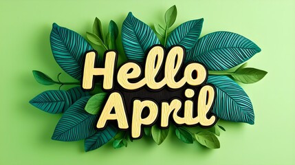 Spring celebration hello april nature-inspired graphic design fresh greenery vibrant style