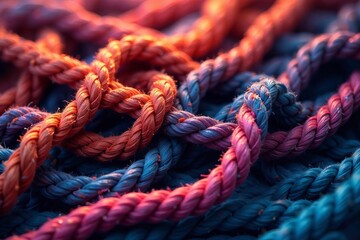 Intricate fishnet pattern made of seamlessly tied ropes, seamless, design