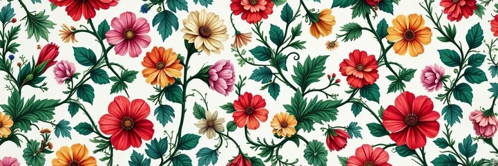 Intricate floral vines intertwined in a seamless pattern, floral, swirls