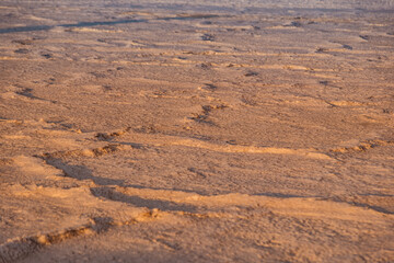 Salt crust from a harvesting pool by Afdera lake in Afar region, Ethiopia