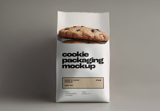 Cookie Bag Packaging Mockup for Packaging Design and Retail Branding