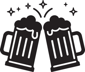Two beer mug silhouette, Beer mug icon isolated on white background