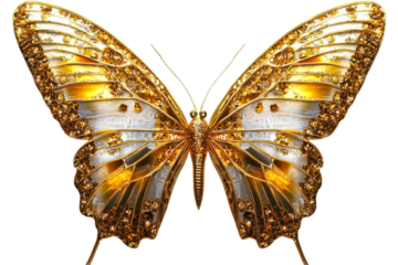 Beautiful golden butterfly with intricate details