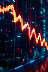 Chute des marchés financiers avec graphique rouge en baisse