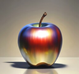 Obraz premium Illustration of shiny metalic apple.