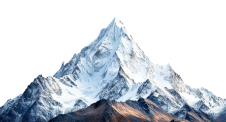 Majestic mountain peak covered in snow with clear sky