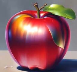 Obraz premium Illustration of shiny metalic apple.
