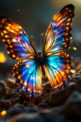 Papillon lumineux aux couleurs éclatantes