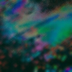 Colorful abstract digital patterns with dotted grid texture in vibrant blue, green, red, and purple tones against dark background. Generative AI glass textured surface 