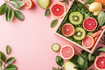 Naklejka premium Colorful Assortment of Fresh Fruits and Vegetables in a Hospital Setting Showcasing Healthy Eating Habits and Nutrition